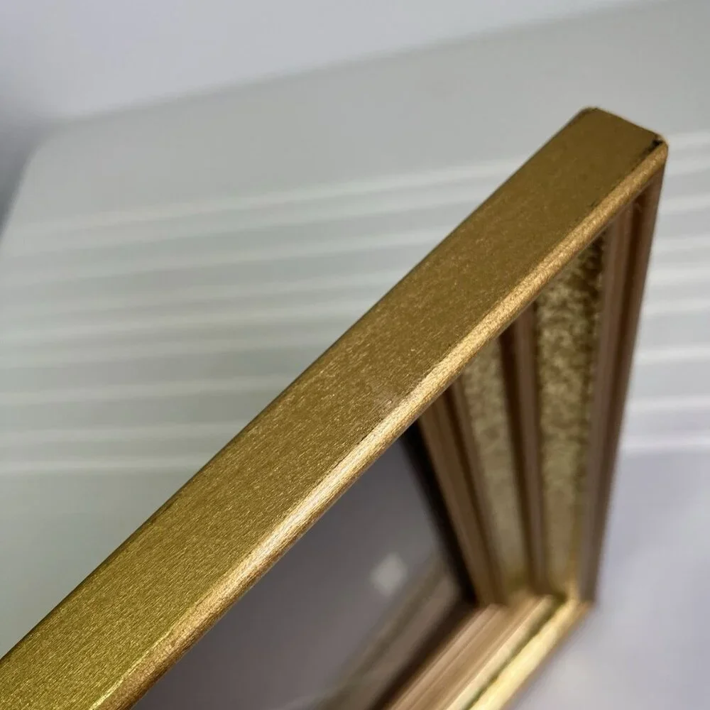 Vintage 80s Gold Tone Ornate Picture Frame Textured Gilt Mid Century Retro